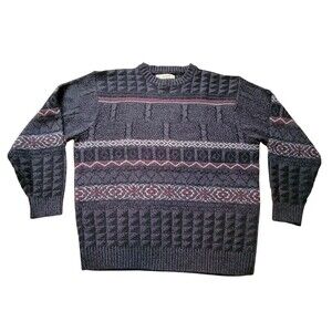 Men's Large Munsingwear Sweater Black Textured Pullover Knit Vintage Korea
